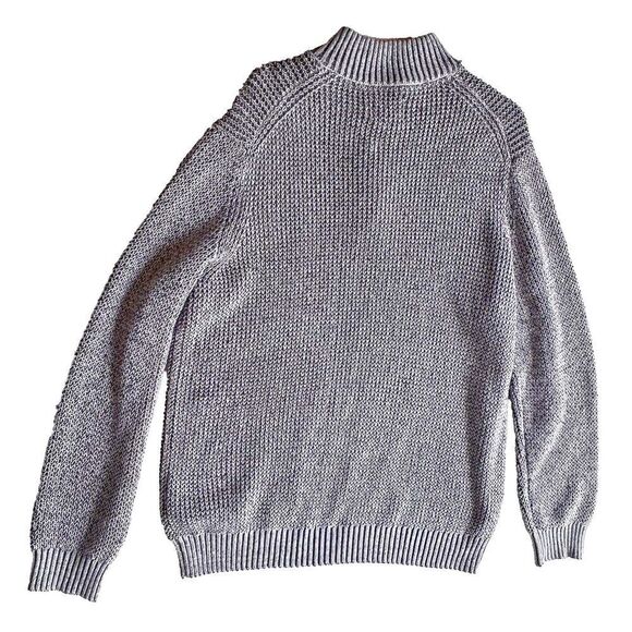 G.H bass grey sweater chunky knit men heavy 1/4 zipper mock neck size XL - Picture 7 of 10